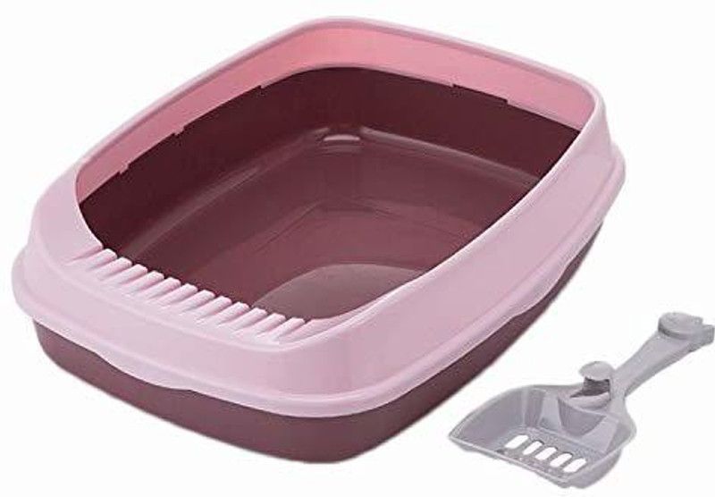 PETS EMPIRE Pet Cleaning Products Extra Large Cat Toilet with Cat Poop Scoop Plastic Cat Litter Box - Pink Pet Litter Tray Refill