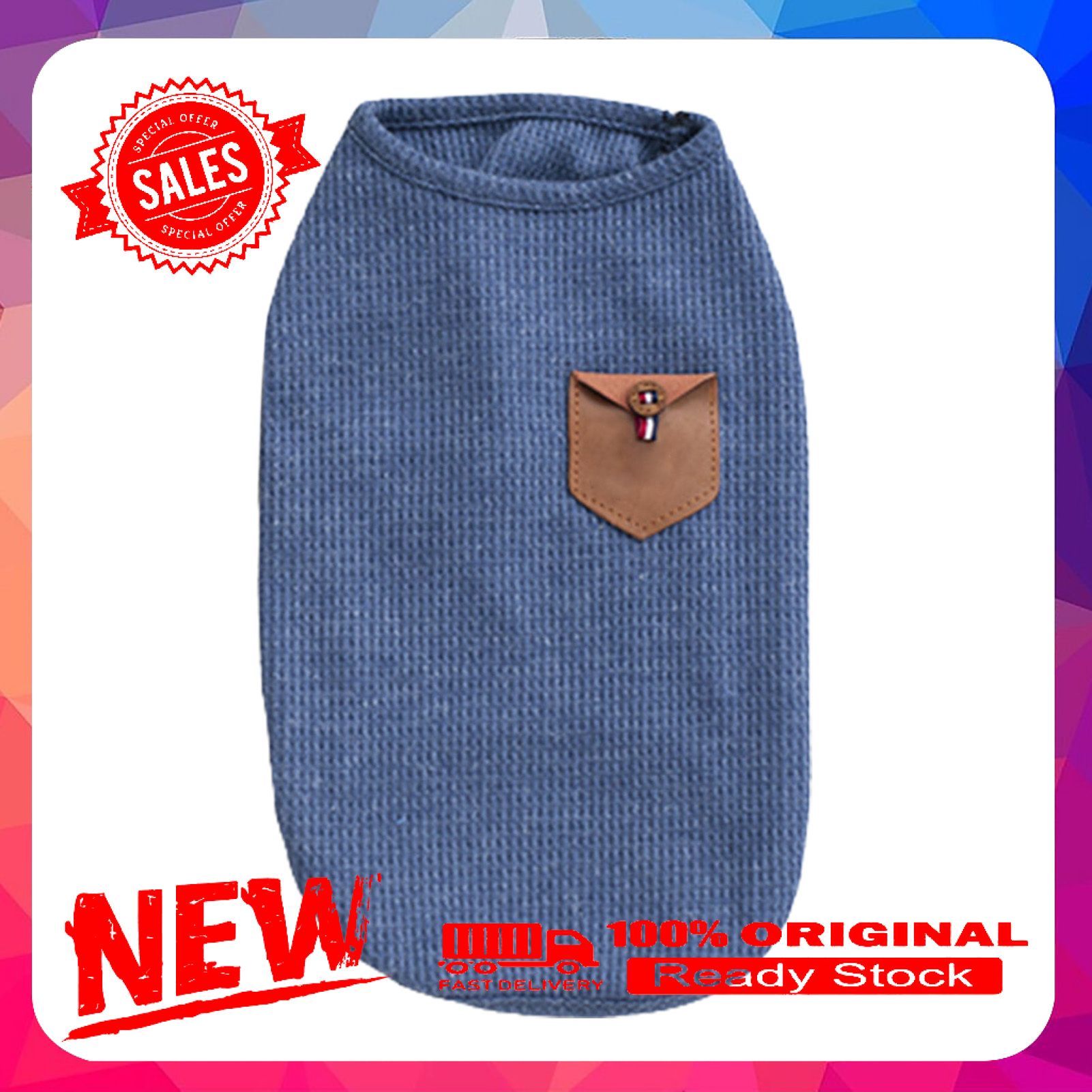 Vist Fox Korean Summer Solid Color Pocket Icon Stitching Vest Dog Clothes Pet Supplies