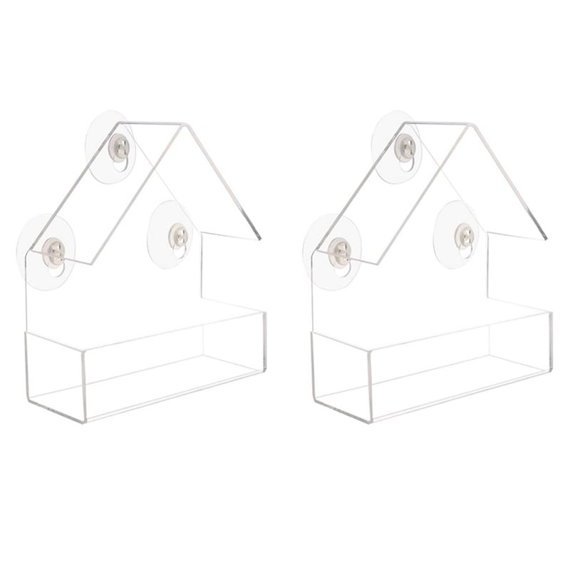 Window Bird Feeder, Hanging Strong Suction Cups Wild Bird Feeders Outside for bird Finch Bird House(2 Pack)