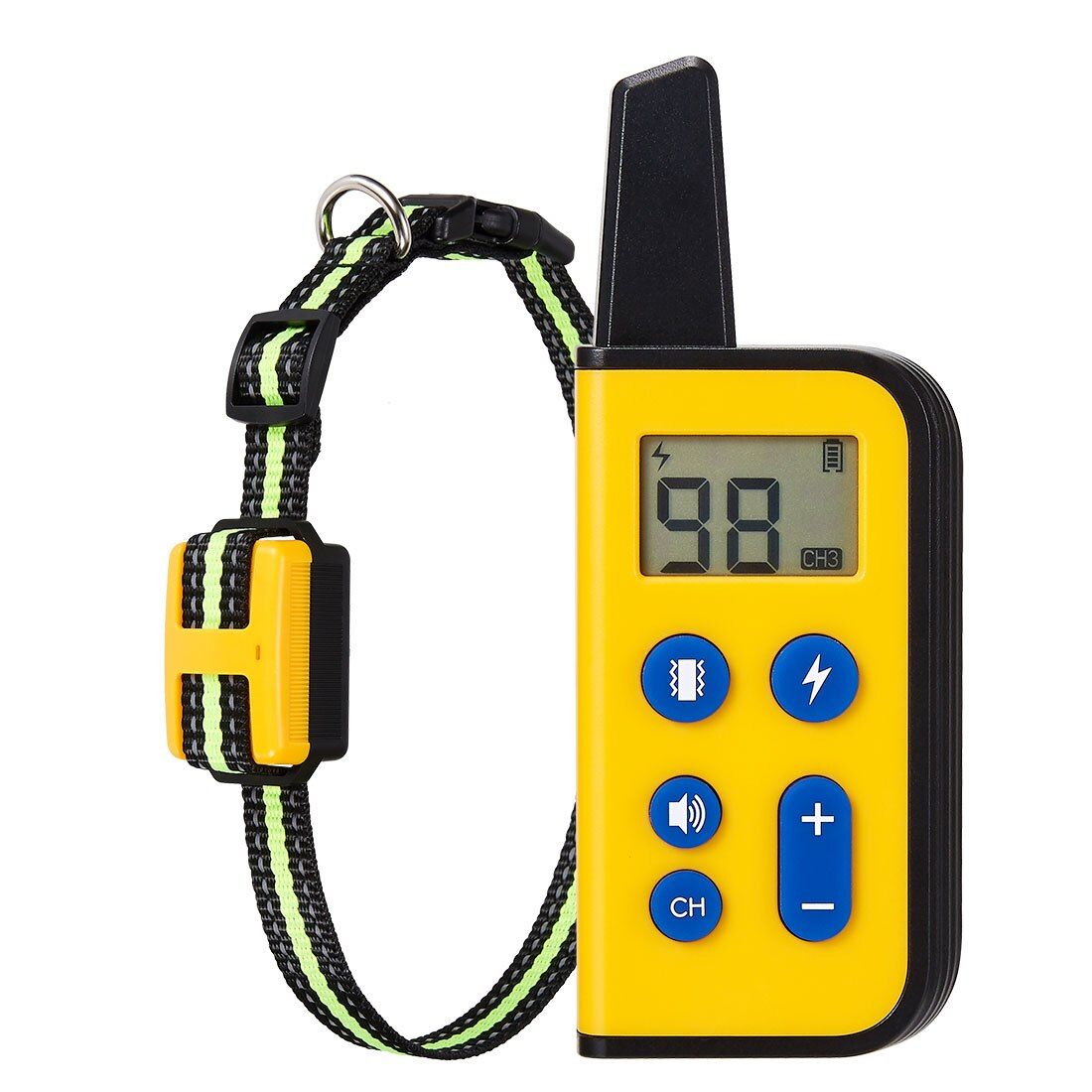 Electric  Training Collar 800m Pet Remote Control Waterproof Rechargeable with LCD Display for All Size Shock Vibration Sound for 1  Yellow