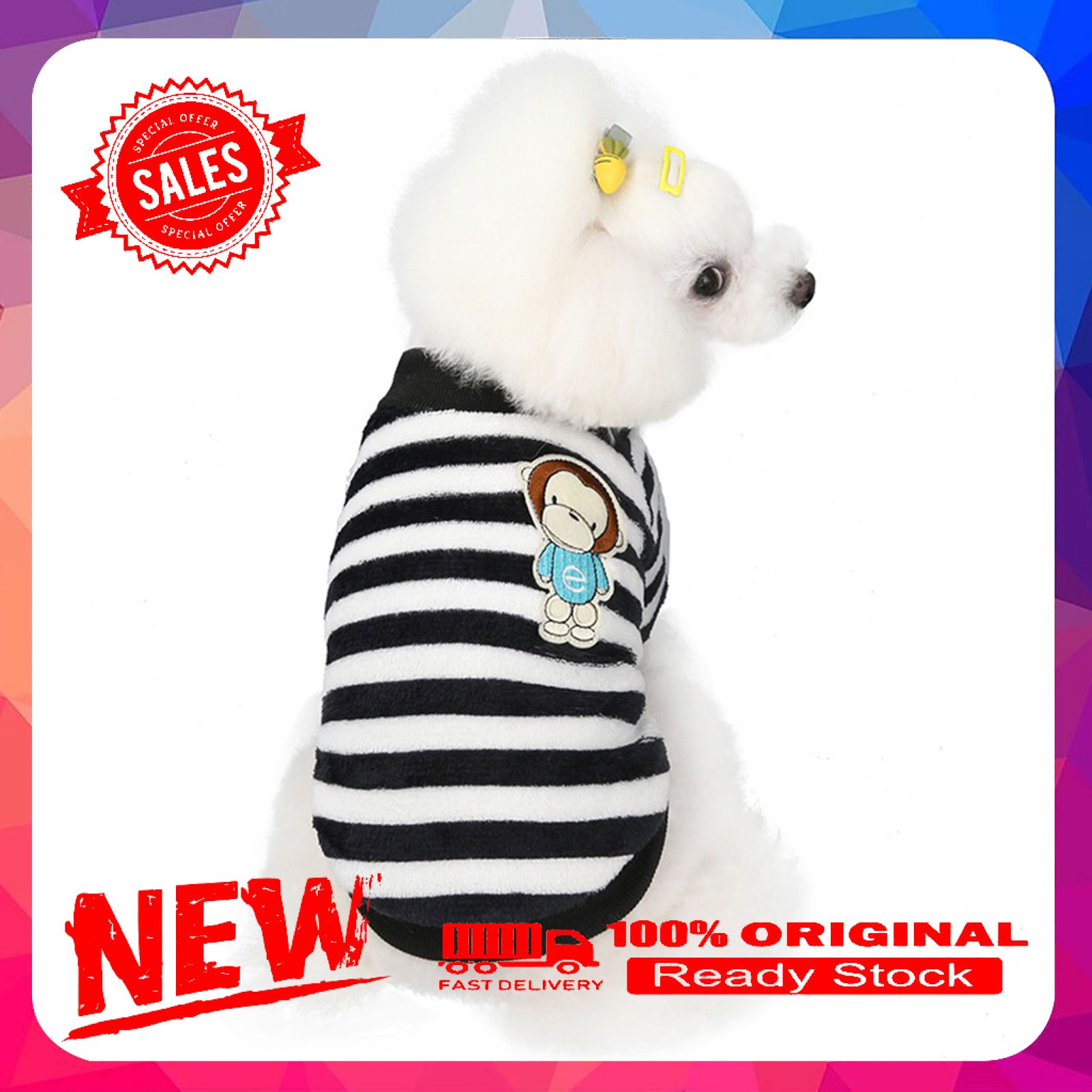 Vist Fox Pet Winter Striped Pattern Cartoon Monkey Sweater Two-legged Cat Dog Clothes