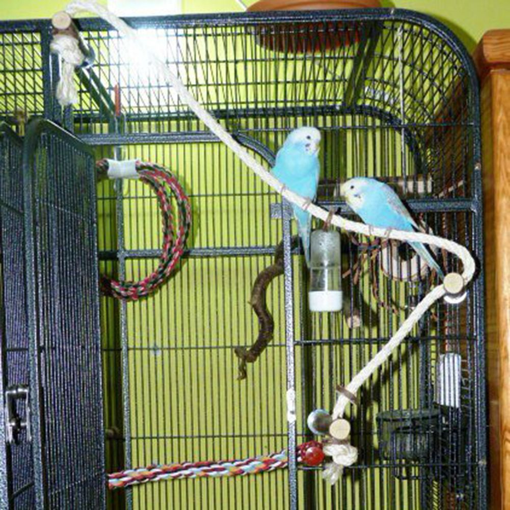 Pet Bird Parrot Wooden Rope Climbing Hanging Cage Ladder Stand Perch Chew Toy