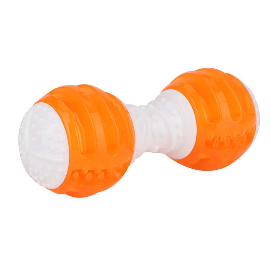 Dog Molar Toy Pet Bite Resistant Durable Chewing Barbell Shape Sound Cleaning Teeth Toys