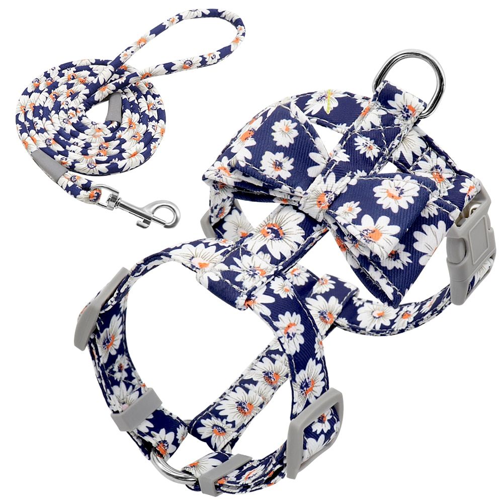 Colorful Print  Harness With Leash Nylon s Harness And ng Leash Set Cute Knot Accessory for Small Medium s Pug
