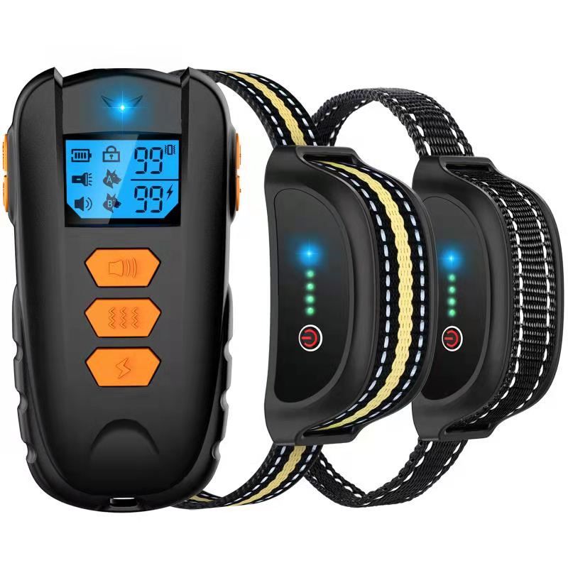 1000ft Electric  Training Collar Pet Remote Control Barkproof Collars for s Vibration Sound Shock Rechargeable Waterproof Orange For 2 s