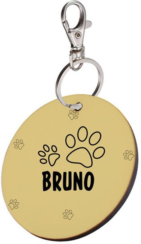 SKY TRENDS Info Engraved Dog Collar Charm  (Beige, Round)