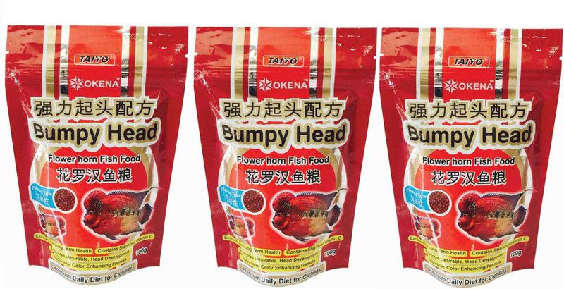 TAIYO Taiyo Okena Bumpy Head Flowerhorn Fish Food 300g (Pack of 3, 100g) Shrimp 0.1 kg (3x0.03 kg) Dry Young Fish Food