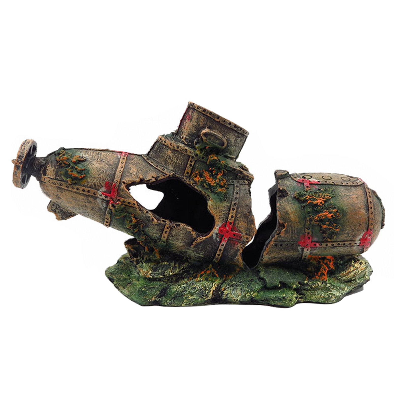 Aquarium Fish Tank Landscape Realistic Pirate Ship Decor Eco-friendly Resin Boat Ornament for Home