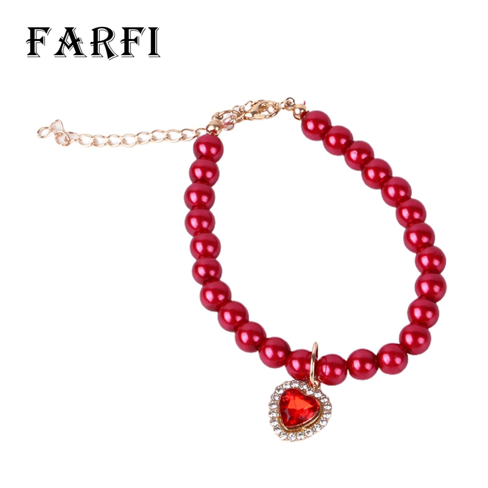 Farfi Pet Necklace Fade-resistant Delicate Faux Pearl Pet Jewelry Collar