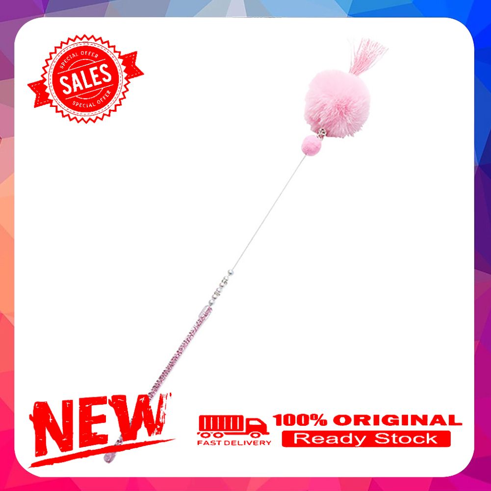 Vist Fox Pet Cat Kitten Teaser Stick Bell Plush Ball Rod Wand Funny Interactive Play Toy