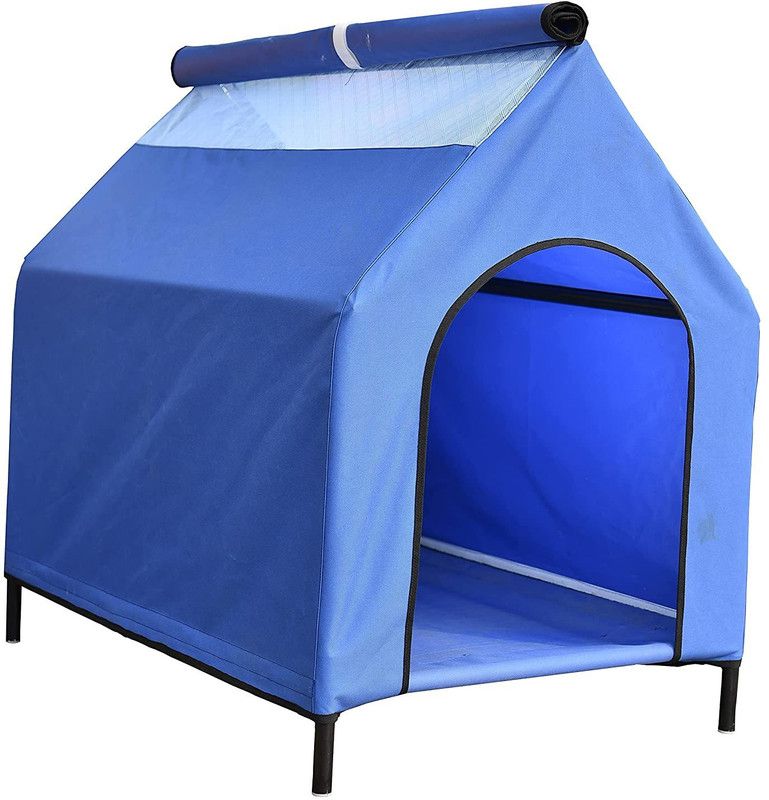 Homecute Elevated Portable Pet House - Small (Blue) Dog, Cat, Rabbit, Guinea Pig House