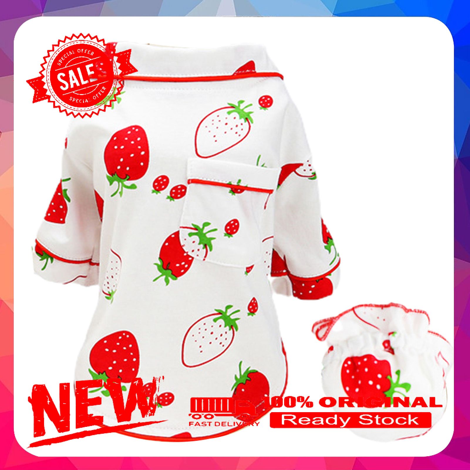 Vist Fox Pet Pajamas Cartoon Fruit Pattern Cosplay Skin-friendly Pet Dogs Sweatshirt Costume for Autumn