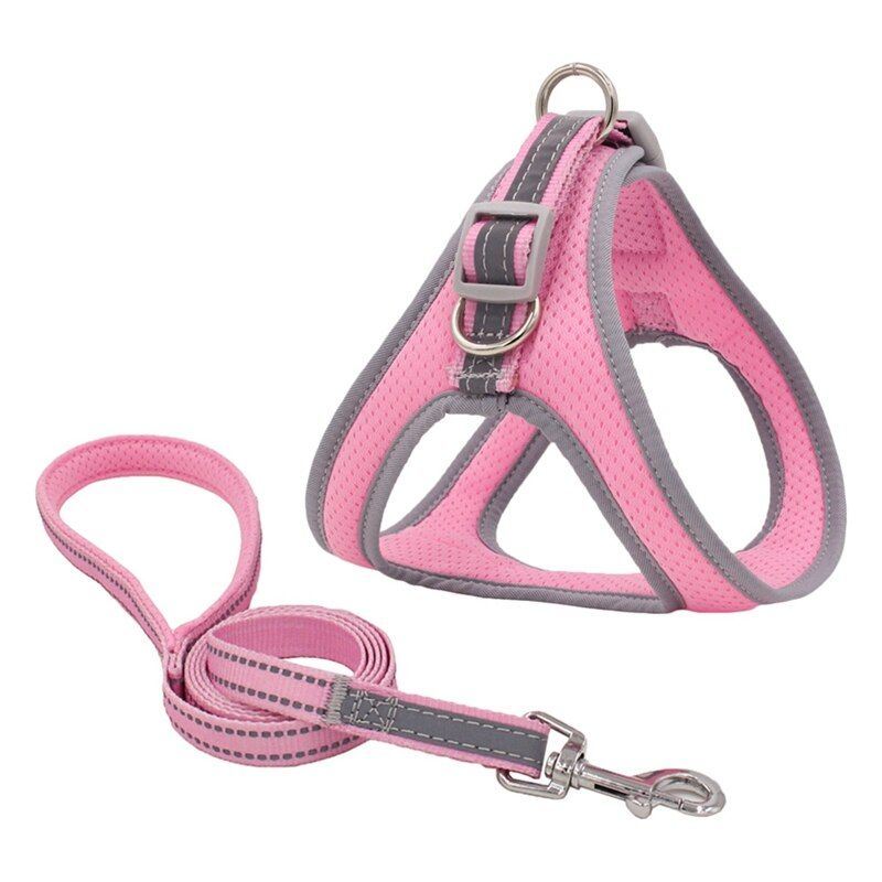 Pet  Reflective Harness And Leash Set For Small Middle s Chihuahua French Bull Ajustable Canvas Mesh Pet Puppy Harness