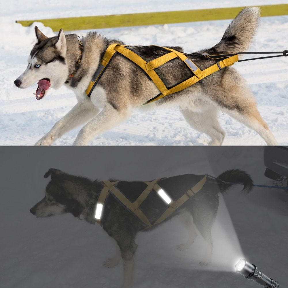 Durable  Sledding Harness Reflective Pet Weight Pulling Harnesses Adjustable For Big Large s Training Exercise Skijoring