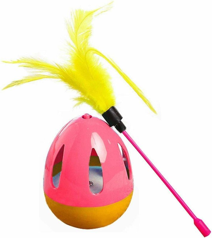 Emily Pets Rolly Polly Tumbler Training Ball with Feather(Color May Vary) Plastic Chew Toy For Dog