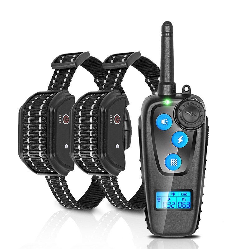 New LCD Display Electric  Training Collar Waterproof Rechargeable Remote Control Anti Bark Vibration Training Electric Collar KIT 6
