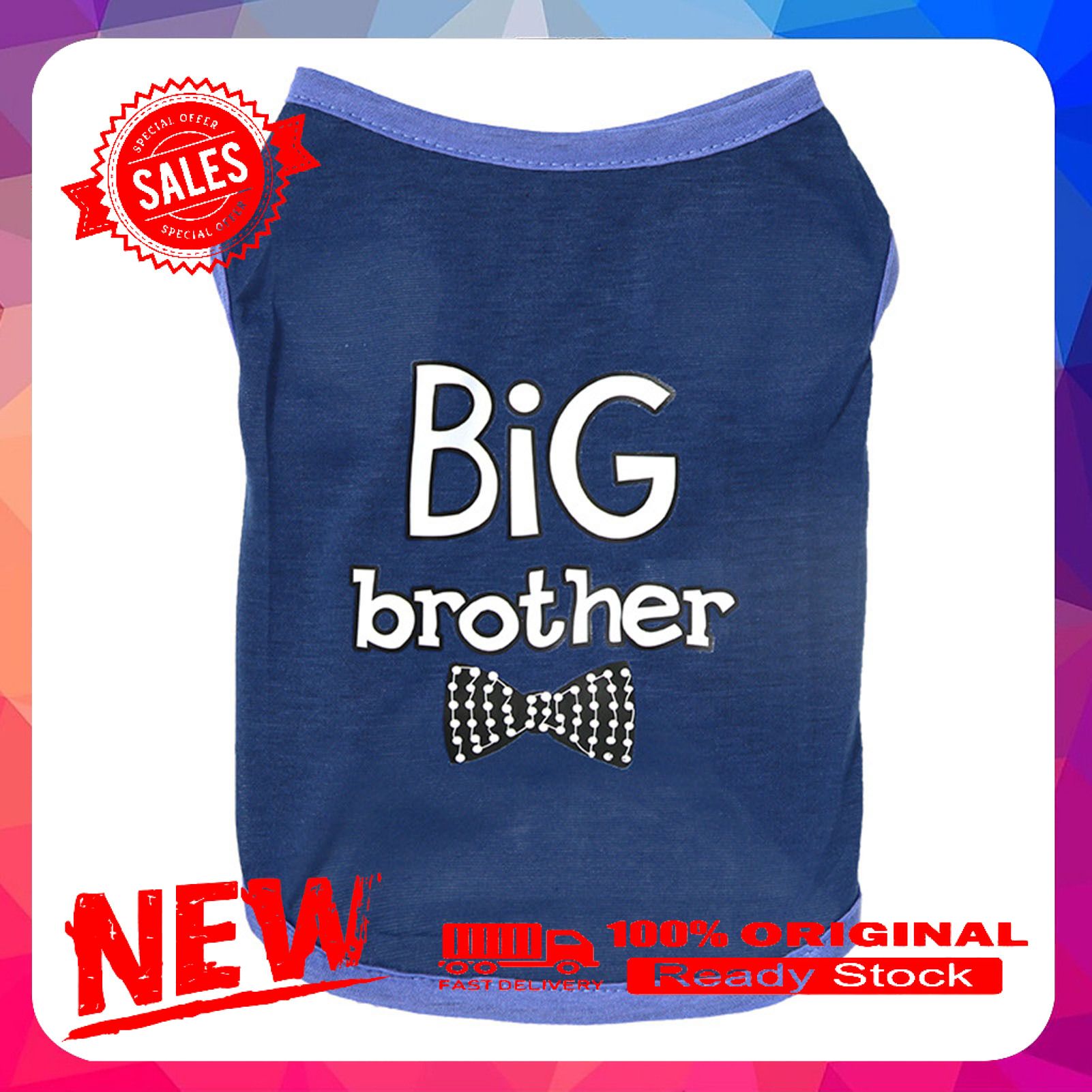 Vist Fox Pet Shirt Letter Printing Breathable Navy Blue Puppy Vest for Summer