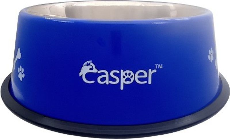 Casper HEAVY WEIGHT ( JUMBO ) DOG BOWL ( 1800ml ) ROUND Stainless Steel Pet Bowl  (1800 ml Blue)