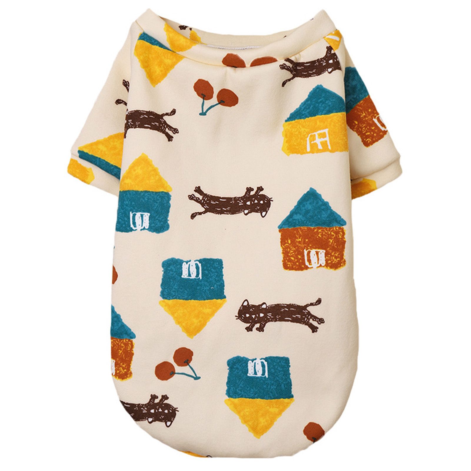 Pet Sweater House Cats Pattern Cute Dogs Cats Short Sleeve Tops Clothing