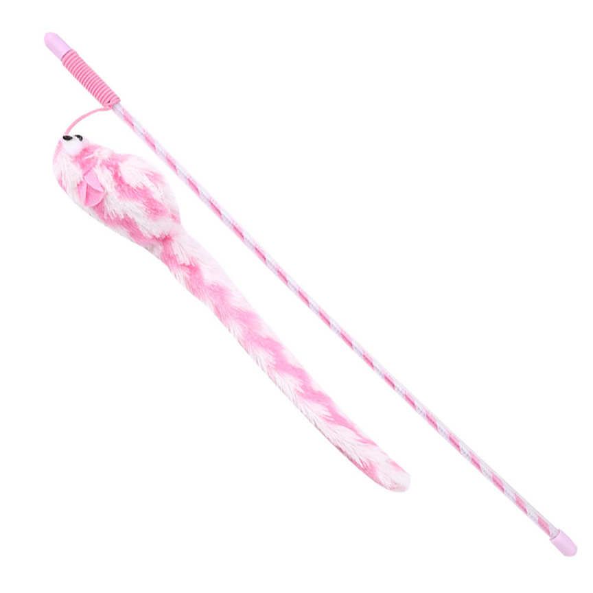Cat Teaser Toy Funny Interactive Magic Wand Mouse Plush Cute with Long Tail Chaser for Cats Kitten Home Entertainment