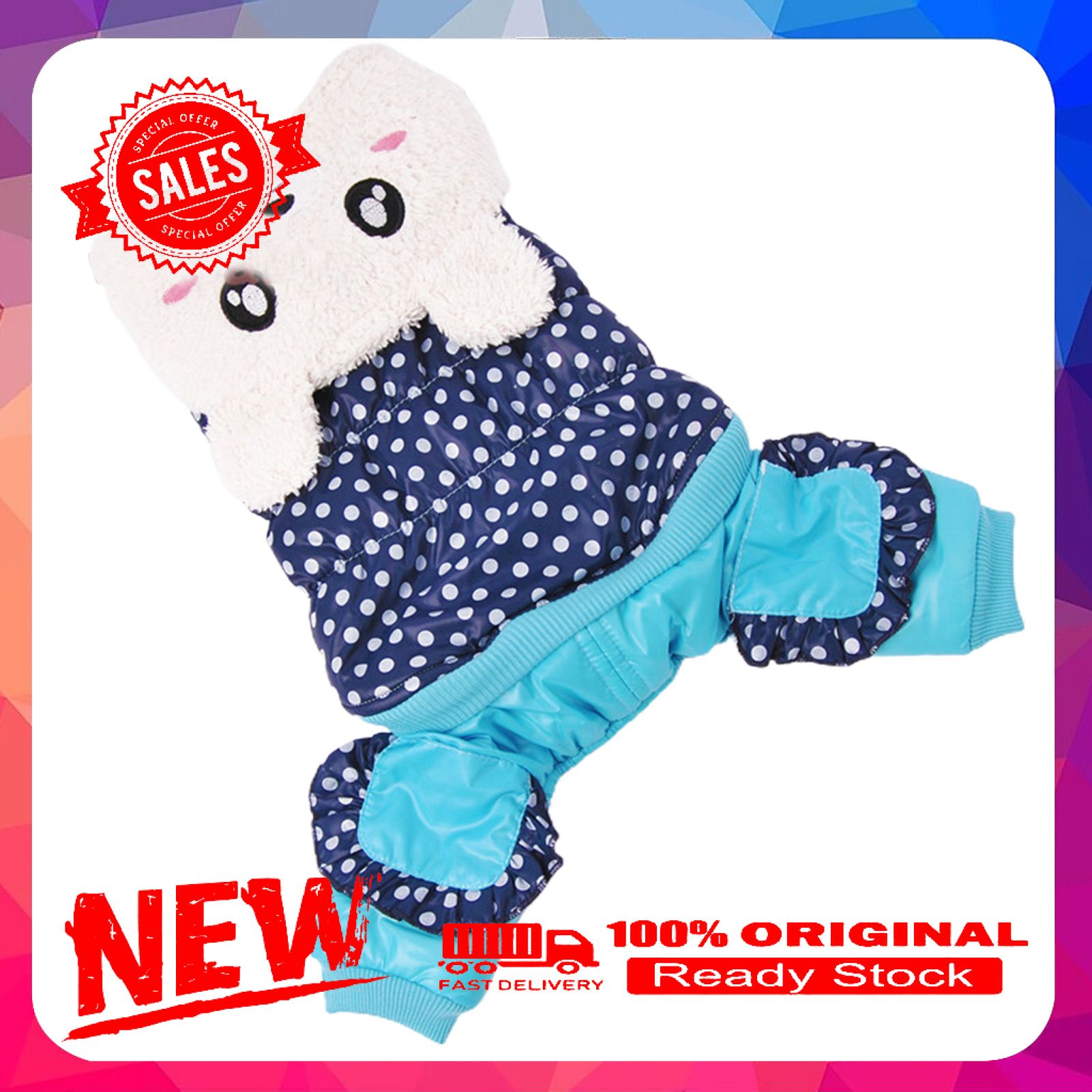 Vist Fox Pet Cat Dot Printed Rabbit Transformation Hooded Jacket Four-legged Dog Clothes