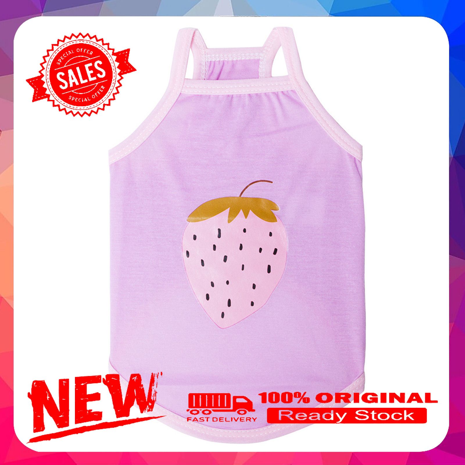 Vist Fox Pet Apparel Cartoon Fruit Pattern Dress-up Breathable Pet Dog Sling Vest Outfit for Summer