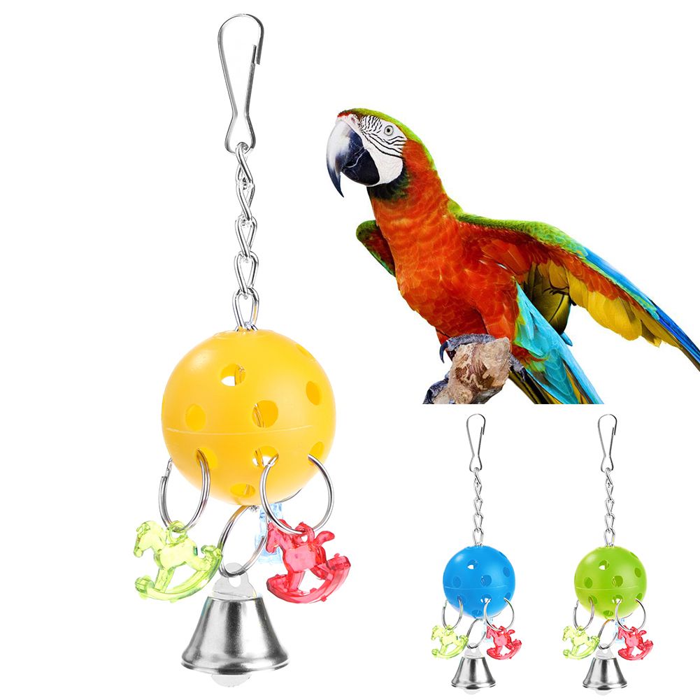 Bell Ball Horse Parrot Parakeet Chewing Bite Climb Swing Cage Decor Bird Pet Toy