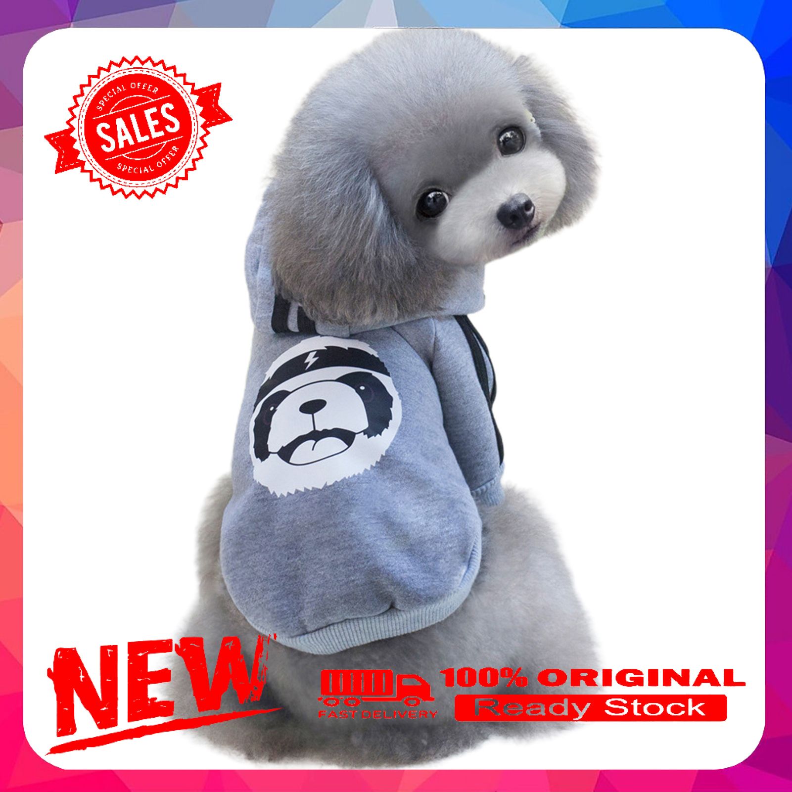 Vist Fox Autumn Cat Pet Cartoon Printed Stripe Patched Hoodie Two-legged Dog Clothes