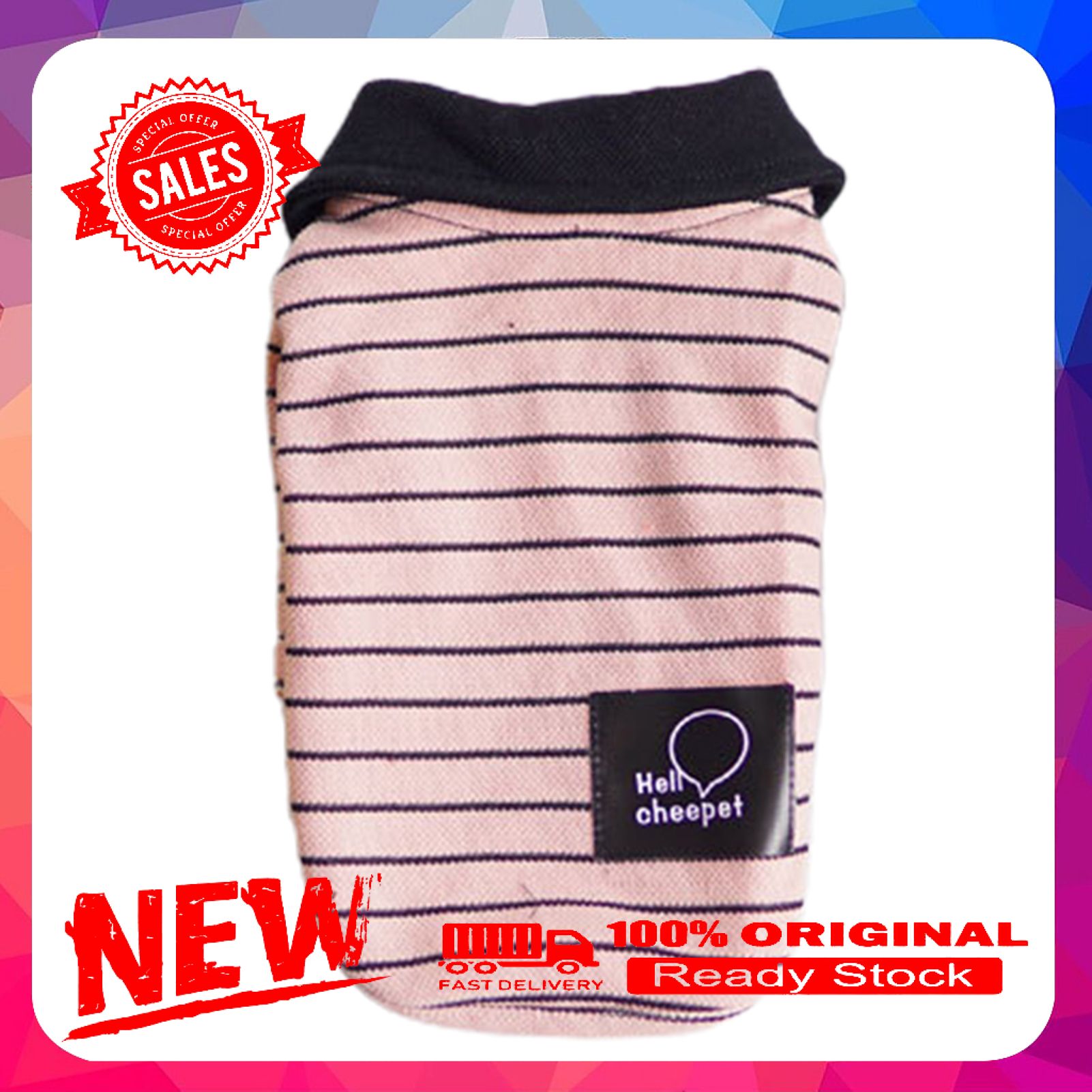 Pet Bottom Shirt Turndown Collar Cosplay Breathable Striped Pet T-shirt Clothes for Autumn
