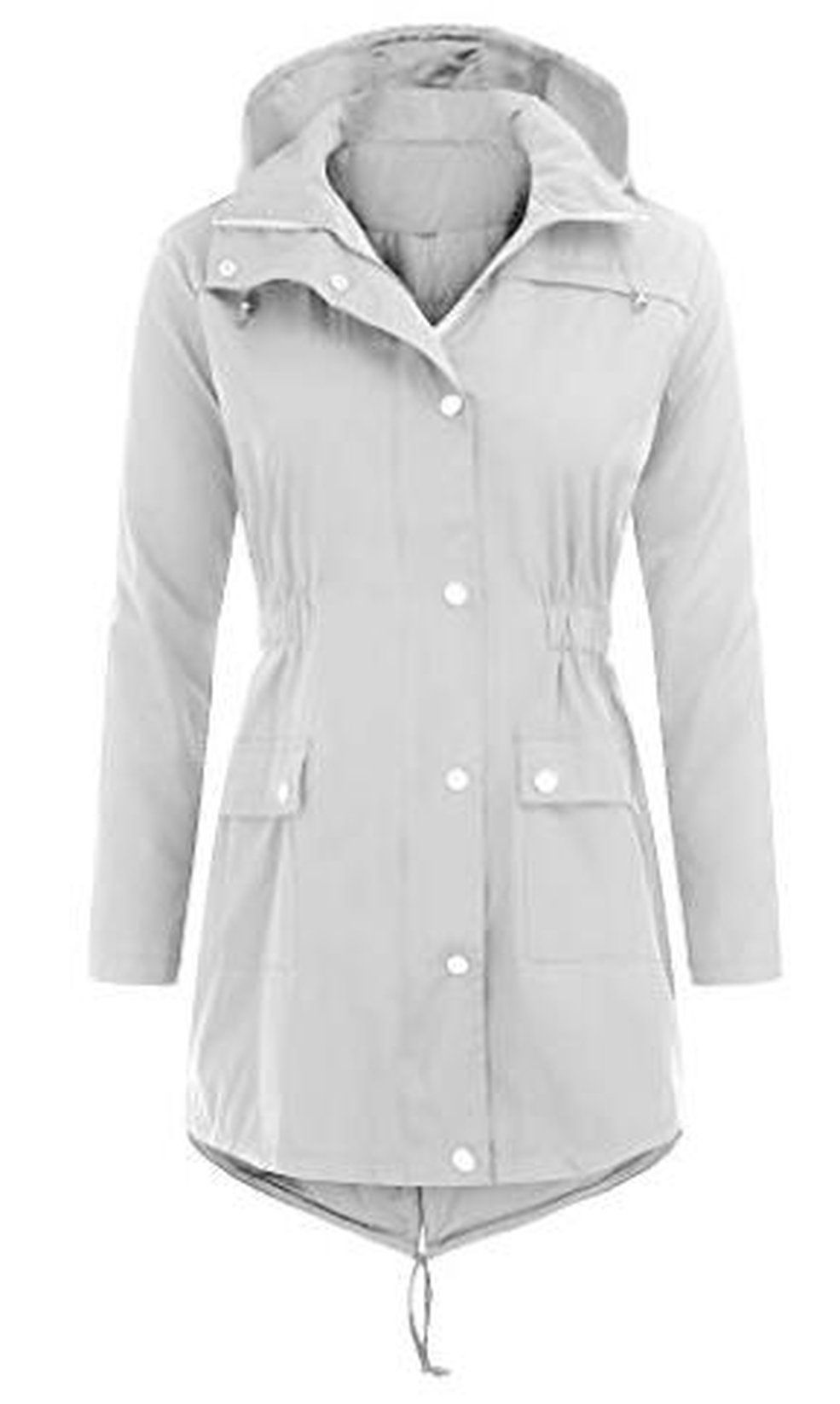 Women's Casual Raincoat Long Sleeve Slim Zipper Solid Color Hooded Raincoat