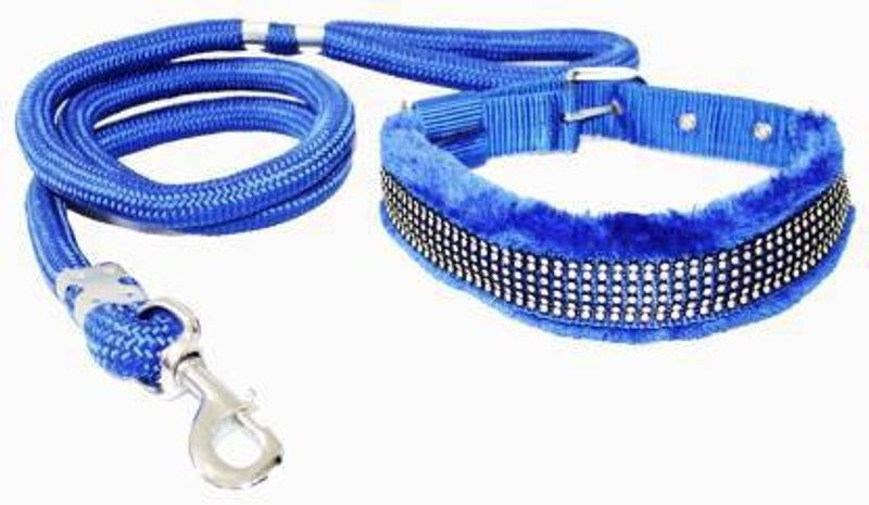 SAWAY Sway Export Quality Dog Black Rope Furr Collar Large Dog Training Harness  (Large, BLUE)