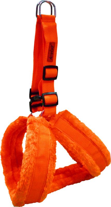 Petshop7 Premium Quality Nylon Peach 1 inch Fur Dog Harness (Chest Size : 28-36 inch) Medium Dog Standard Harness  (Medium, Orange)