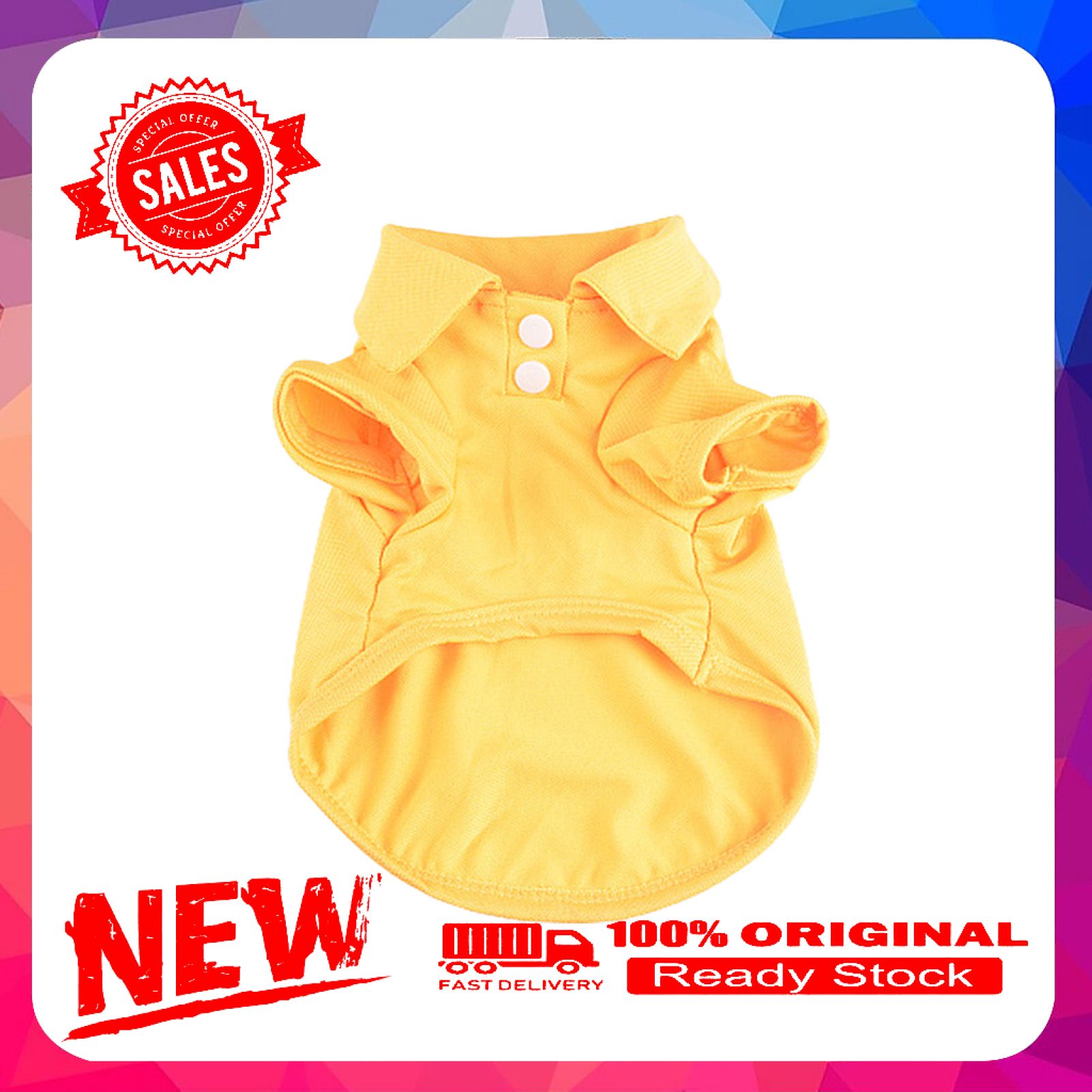 Vist Fox Pet Shirt Lapel Design Sweat-absorbent Solid Color Dog Two-legged T-shirt for Summer