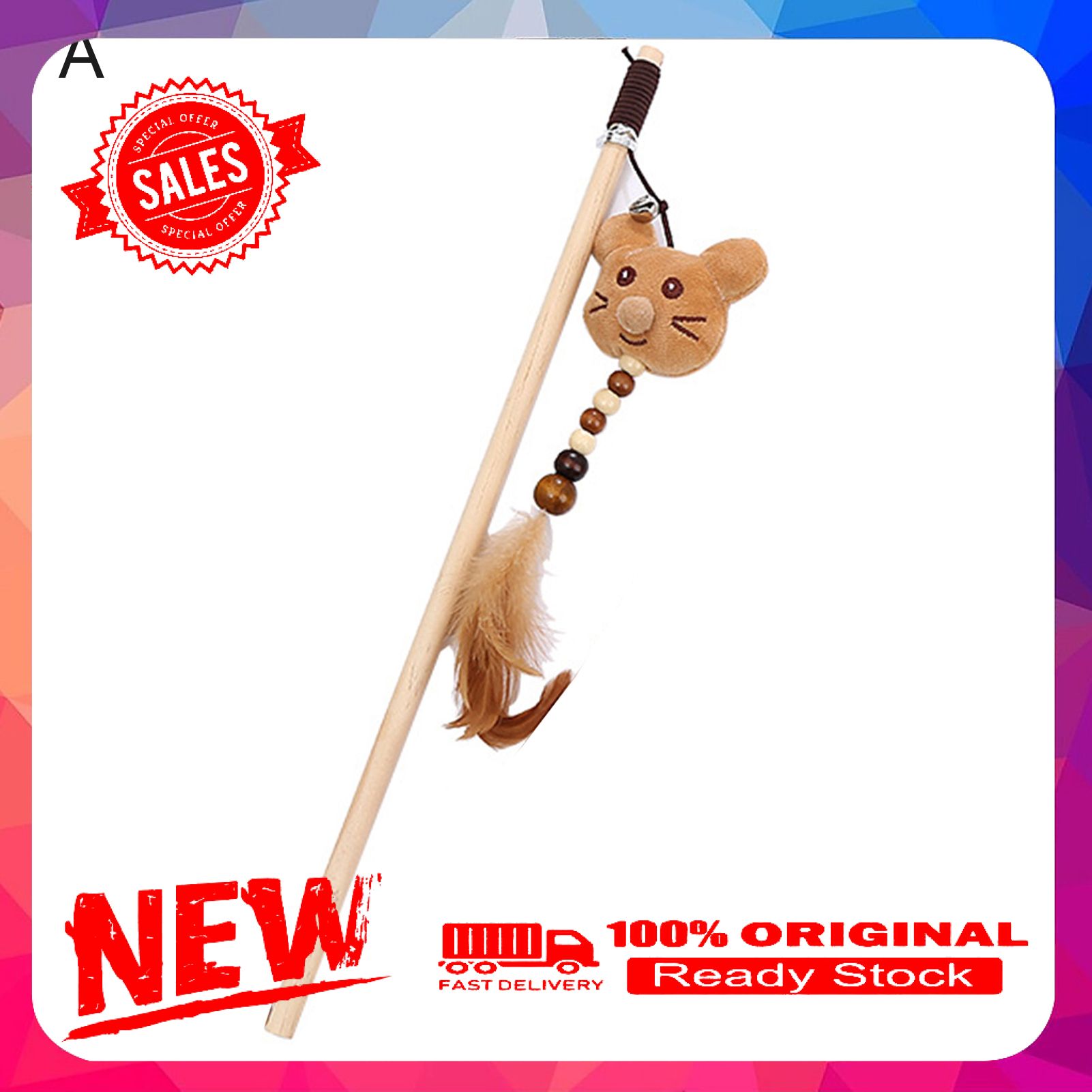 Vist Fox Cats Teaser Cute Appearance Pet Interactive Recreational Pet Cats Wand Feather Beads Toy Cats Supplies