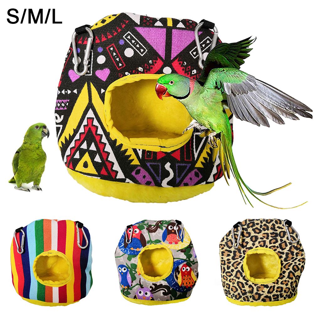 Pet Bird Parrot Owl Print Soft Warm Hanging Cage House Sleep Tent Bed Cave Nests