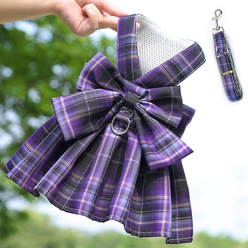 Collar Skirt Cute Pet Harness with  S Traction Rope  s Clothes Harness Vest Princess Tutu Dress Skirt