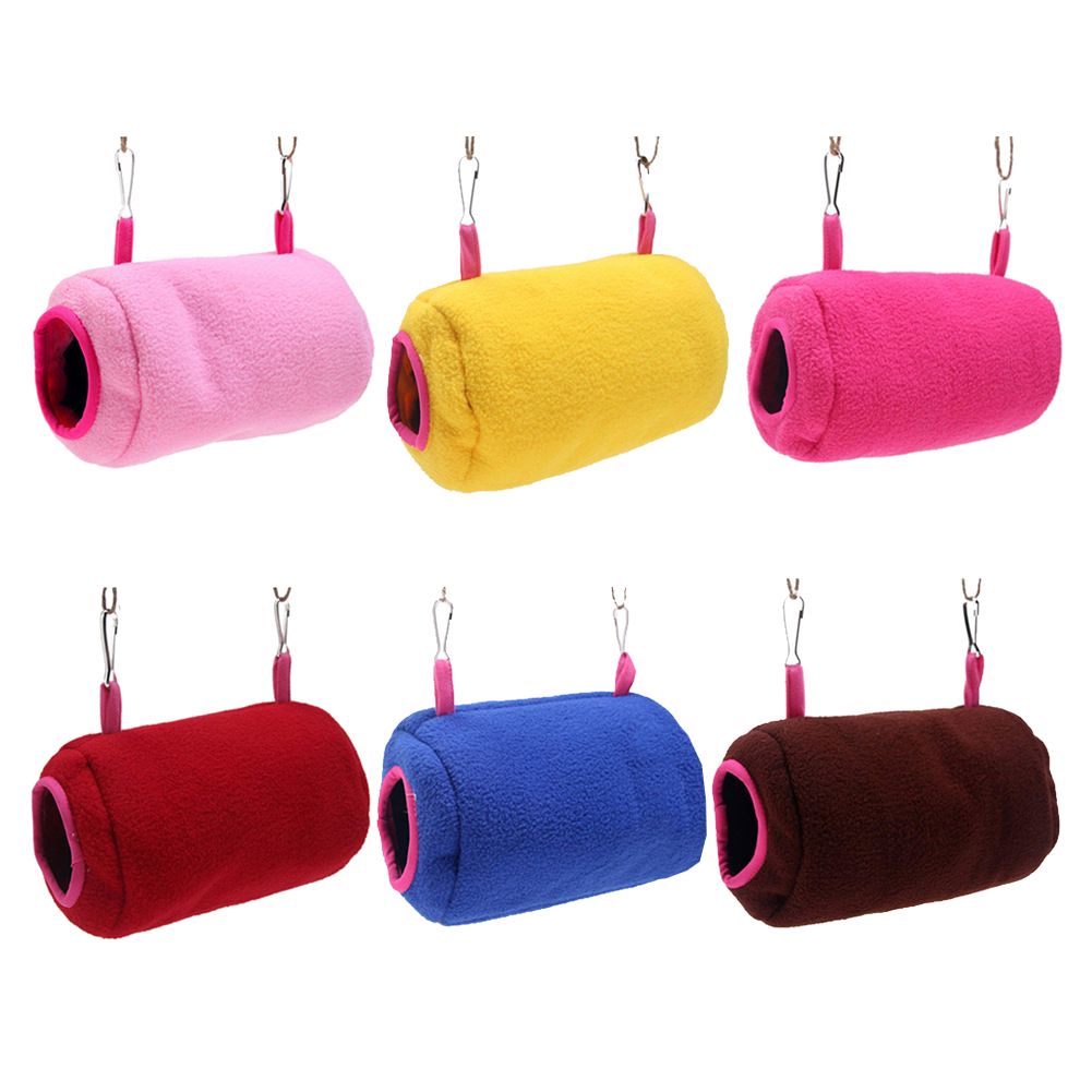 Winter Warm Plush Fluffy Tunnel Bird Hamster Nest House Hanging Hammock Cage