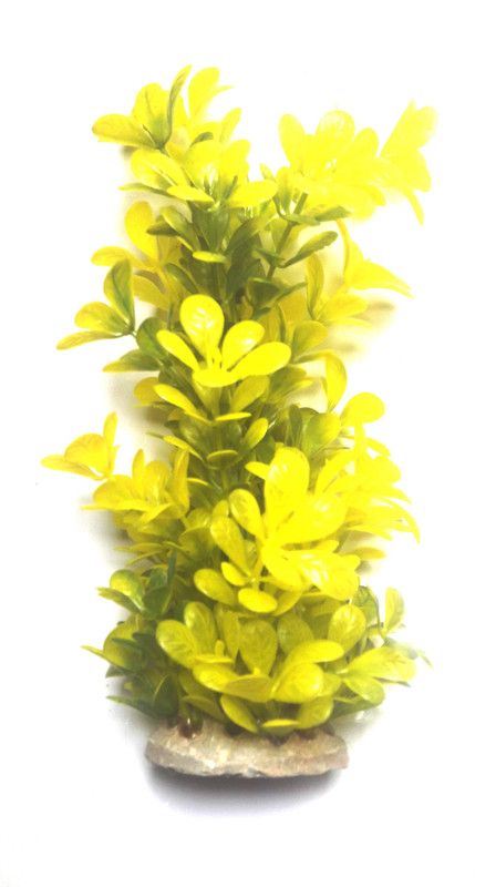Askadeal yellow bush Natural Looking Aquarium Plant, Artificial Plastic Plant Aquarium Plant Anchor  ({Plant Anchors1)