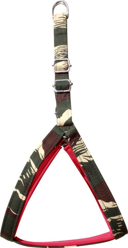 BODY BUILDING Dog Belt Nylon Soft Padded Adjustable Green Military Printed Dog Harness Specially for Small Breed Dog Standard Harness  (Small, Green)
