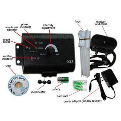 Rechargeable  Fence Waterproof Electronic  Training Collars 300M Wire Pet Containment System with Electric Transmitter black