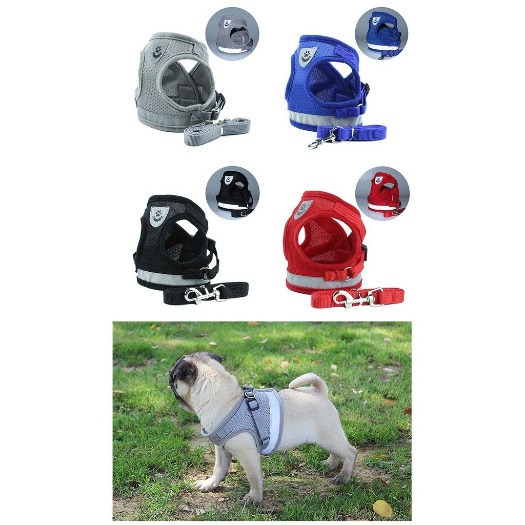 Dog Cat Harness And Leash Pets Adjustable Reflective Vest Kitten Puppy Jacket Walking Lead Leashes Polyester Mesh Pet Clothes