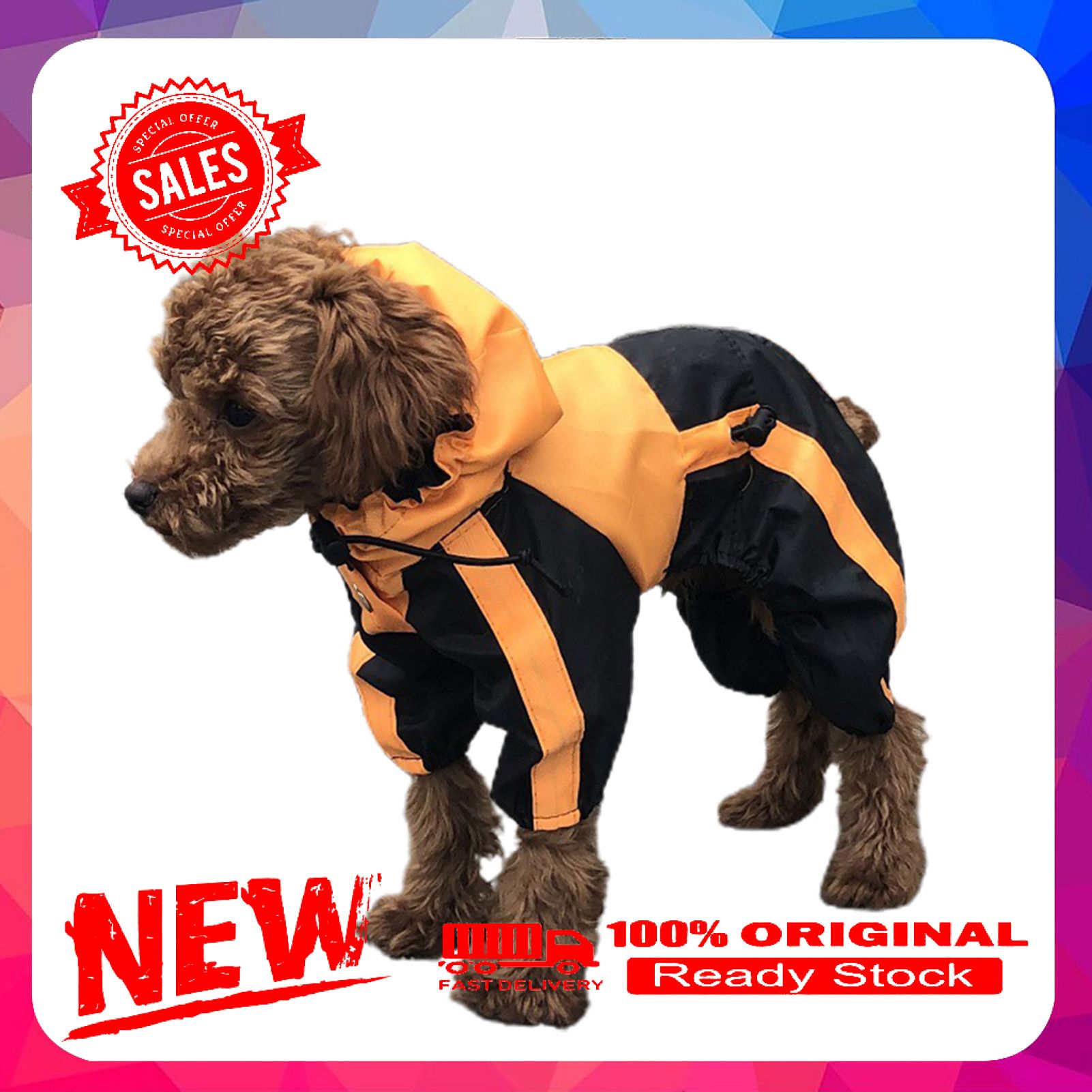 Vist Fox Pet Raincoat Hooded Design Breathable Waterproof Dog Four-legged Raincoat for Outdoor