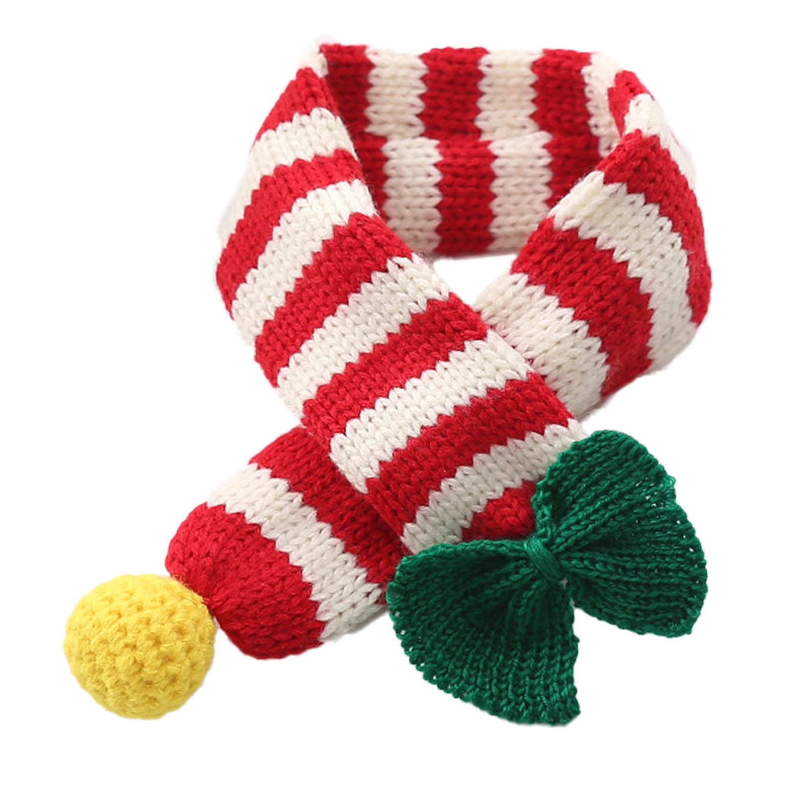 Pet Neckerchief Striped Design Christmas Knitted Cat Dog Neck Scarf