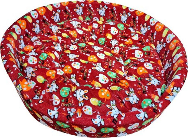 Flipkart Perfect Homes Studio Round Waterproof Dog | Cat bed Foam Polyester Waterproof Fabric S Pet Bed  (Red)