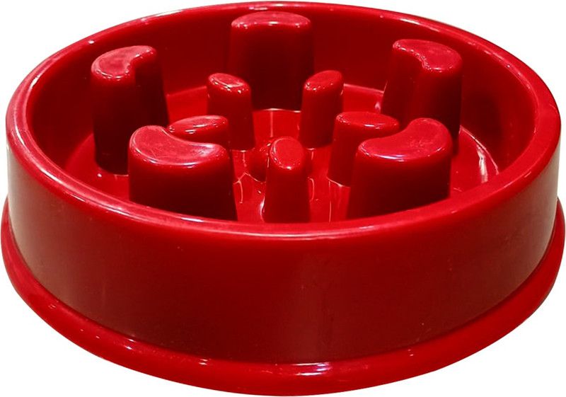 Emily Pets Slow Feeder Bowl (Maroon) Plastic Pet Bowl  (1.5-2 cups ml Maroon)