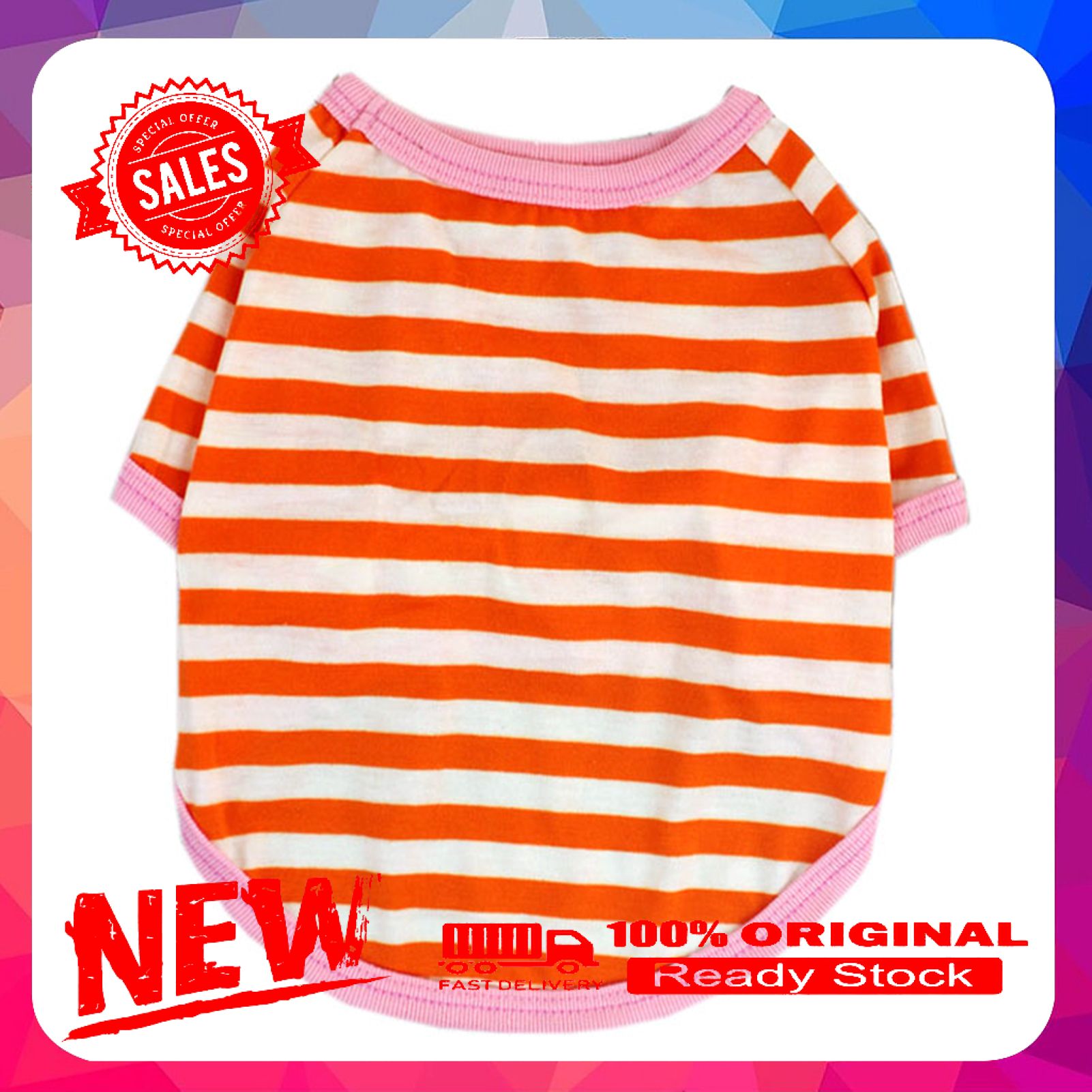 Vist Fox Spring Summer Polyester Breathable Stripe O Neck Dog Puppy Vest Shirt Pet Clothes