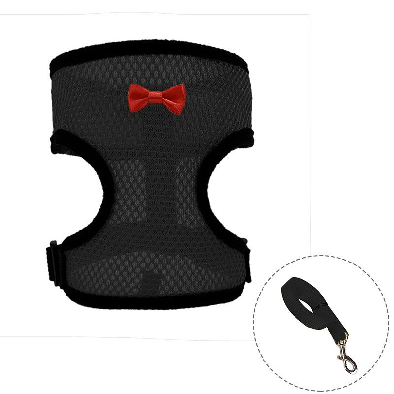 Nylon Mesh Small  Vest Chest Adjustable Cute Breathable   Harness And Leash 1Set Puppy  Chest Strip Pet Supplies