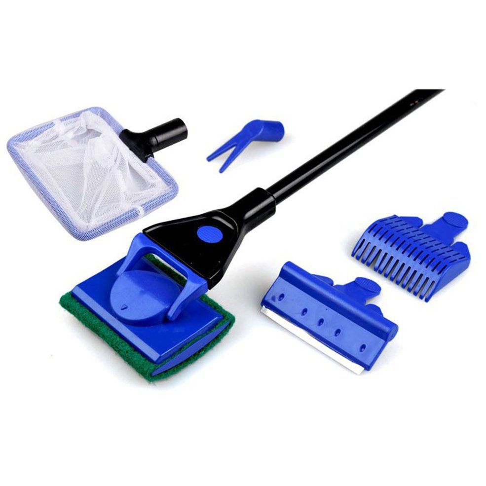 HA Aquarium Cleaner 5 In 1 Clean Set Fish Rake Scraper Grass Fork Sponge Brush