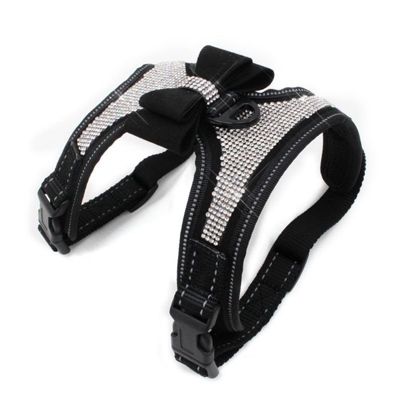 Glittering Shinny Rhinestone Reflective  Harness Safe Travel Supplies Breathable Harness Chest Belt For s s