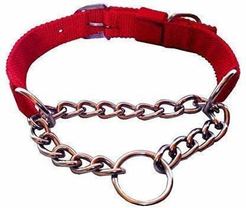 Rvpaws Collar Half Choker Stainless Steel Dogs Collars (Red, 0.75 Inch) Plain Dog Collar Charm  (Red, Round)